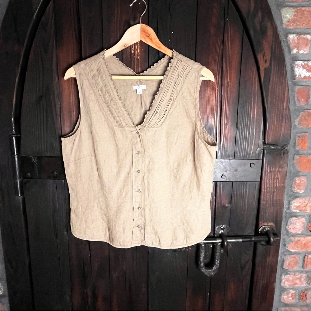 J Jill linen button front top L